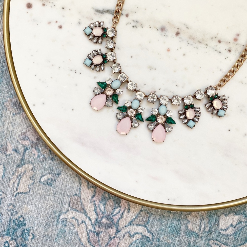 "Elise" Necklace || Pink & Clear Crystal Statement - Picture 4 of 10